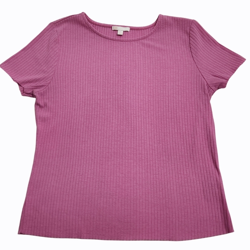 GB Girls Pink Ribbed Short Sleeve Tee-size L
